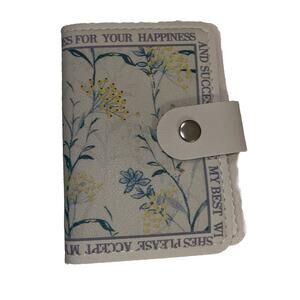 Charming Faux Leather Blue Flower Credit Card Or Photo Holder